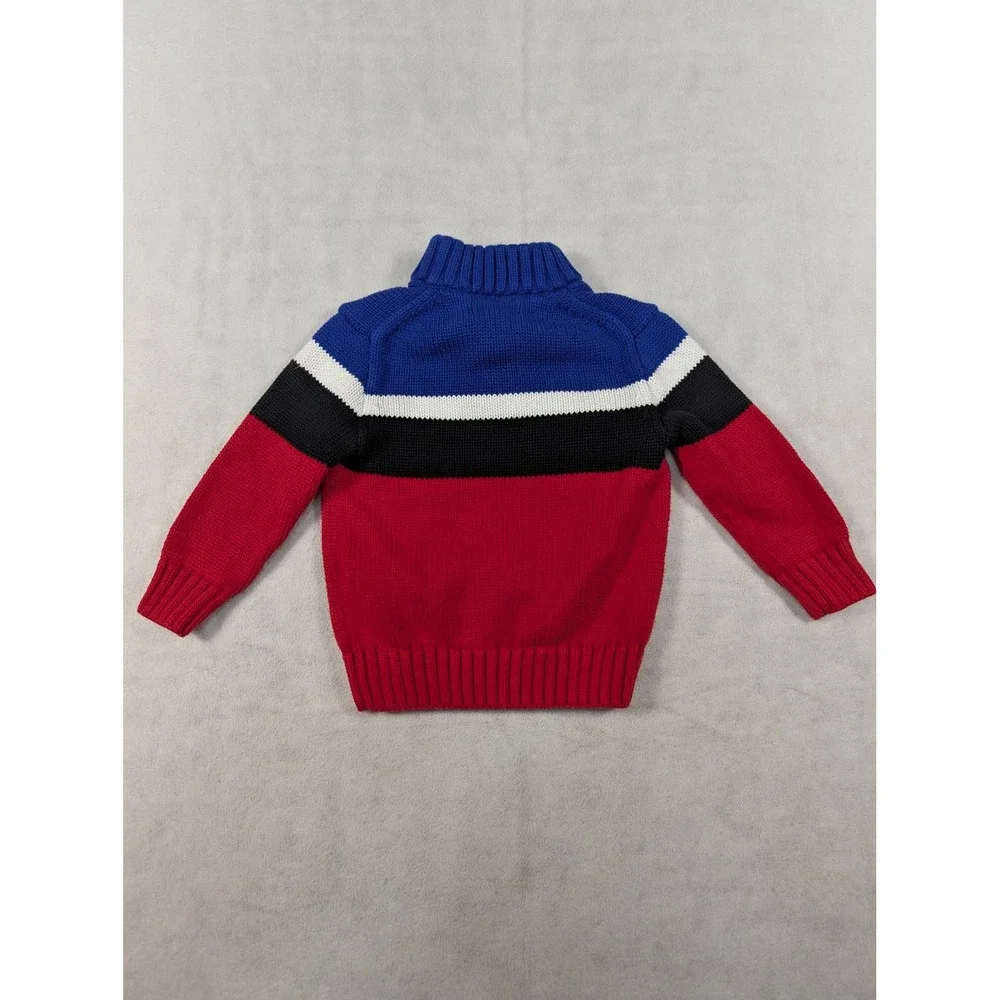 Polo Ralph Lauren Striped Kids Quarter Zip Pullover‎ Sweater Flesh Pony
